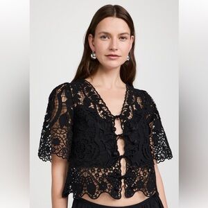 Sea Women's Black Gianna Lace Tie Front Top NWT